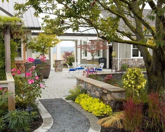 Ideias de terraço para pavimentação de pedras colocando caminho de cascalho