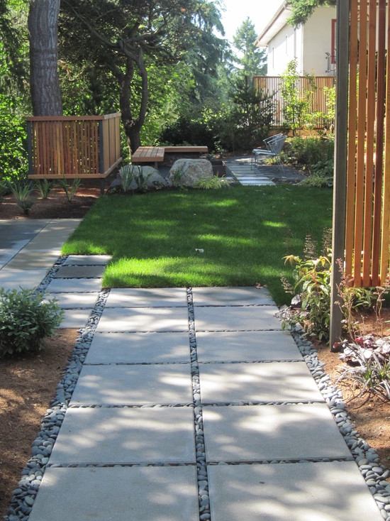 Pedras de pavimentação de concreto - colocar caminhos de jardim na sombra