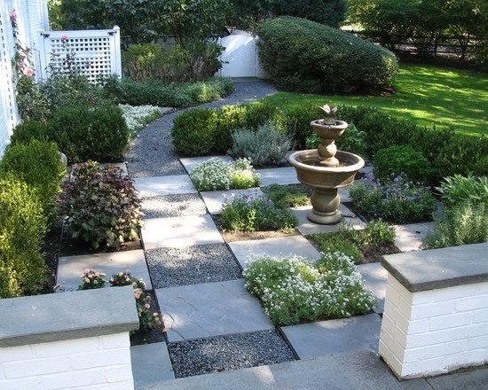 caminhos de jardim de design em formato mate de xadrez criam caminho de cascalho