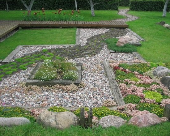 projeto de caminhos de jardim com projeto de pedras de cascalho do rio
