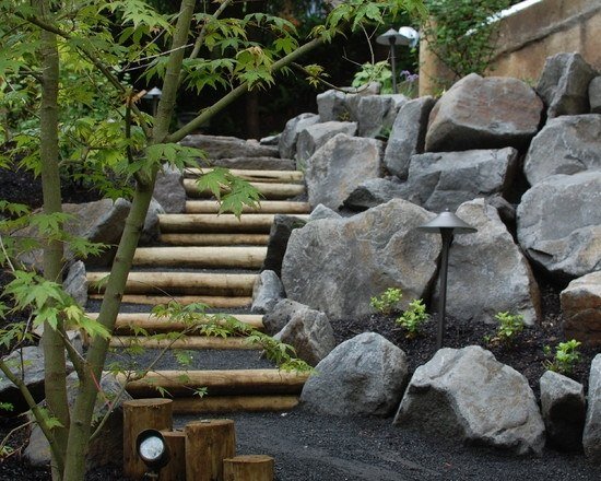 criar um caminho na colina jardim muro de pedra erguer muro de contenção