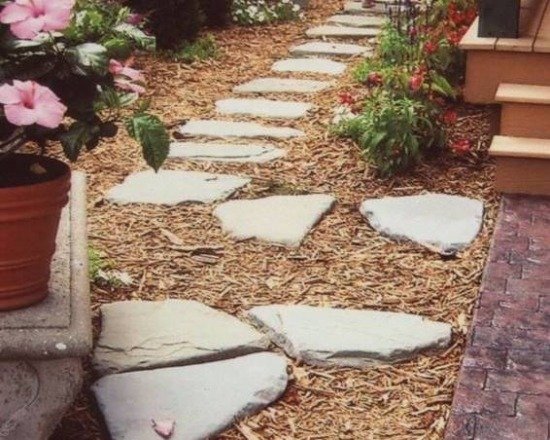 projeto de ideias de caminho de jardim cobrindo pedra natural