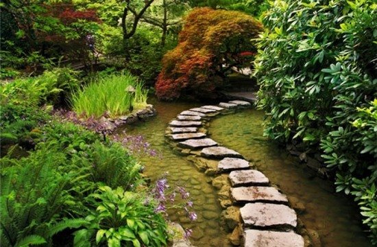Desenho de caminho de jardim criativo Crie um lago de jardim sinuoso