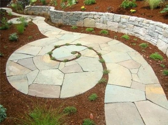 Ideias para caminho de jardim forma circular de pedra