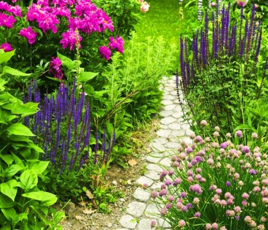idéias de caminho de jardim de pedra colorida