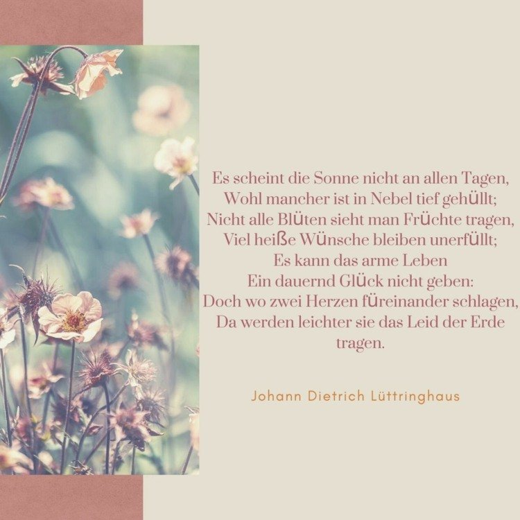 Poema de Lüttringhaus - Onde dois corações batem um pelo outro, o sofrimento é mais fácil de suportar