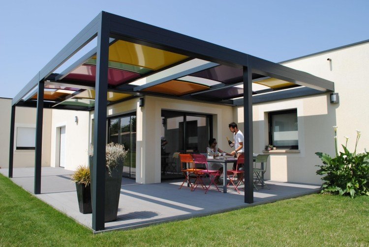 materiais-terraço telhado-alumínio-construção-plástico-colorido-painéis-colorido