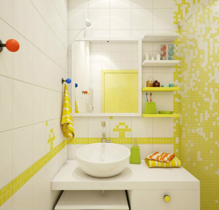 amarelo-banheiro-pequeno-mosaico-azulejo-pia-tigela