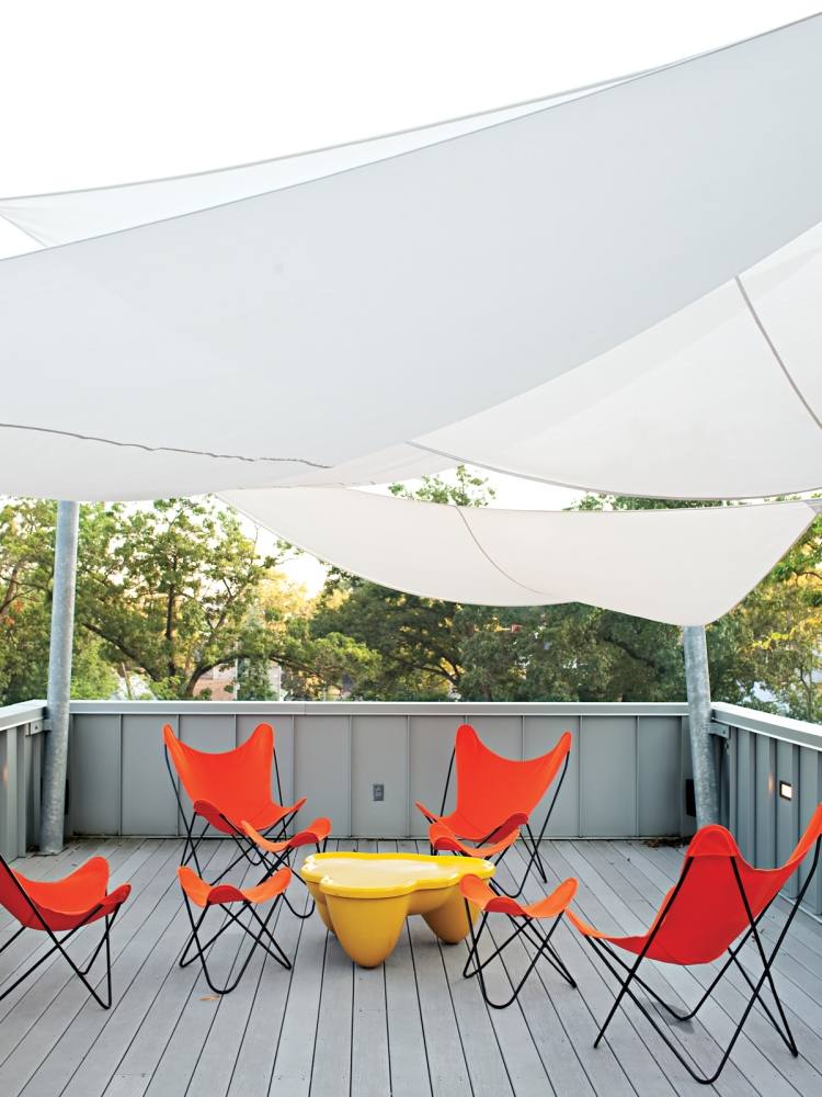 Crie uma varanda - aconchegante-sol-vela-cadeira dobrável-design moderno-laranja