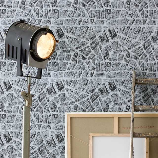 Papel de parede estampado - parede plana cinza com design - fazer texturizado