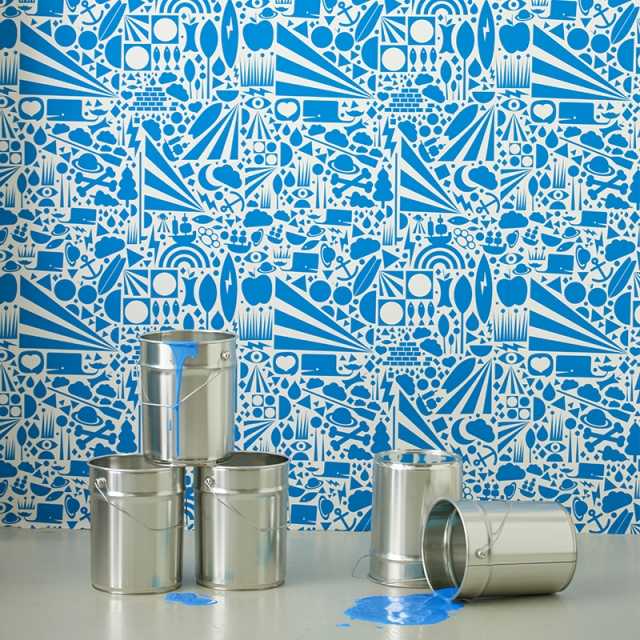 Papel de parede de grife papel azul branco padrão segmentos decorativos