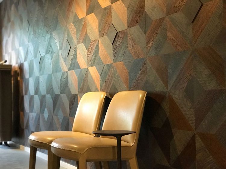 azulejos de parede geométricos colocando design de parede de design extraordinário, formas de padrão de parede padronizada, revestimento de hakwood designer