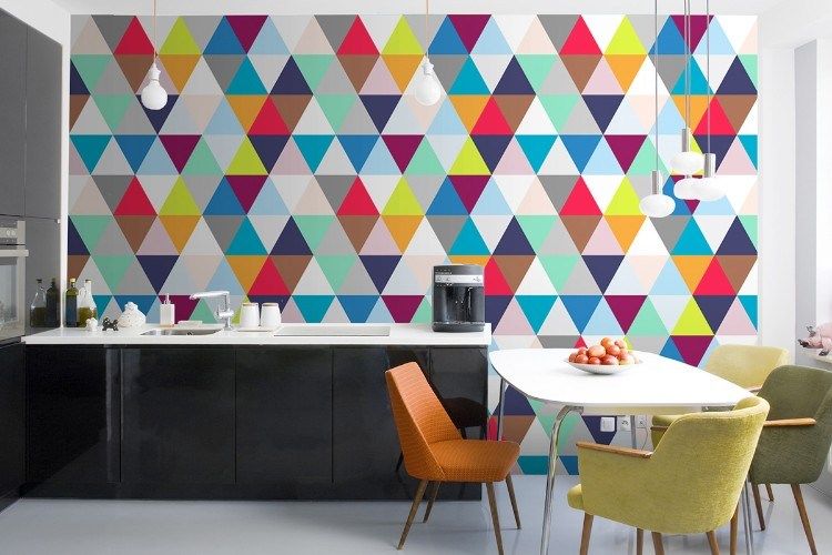azulejos de parede geométricos colocando design de parede de design extraordinário, formas de padrão de design de parede, cobrindo o triângulo contemporâneo