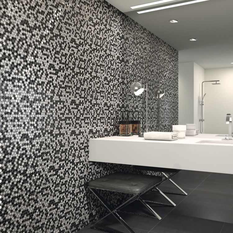 azulejos de parede geométricos que colocam design de parede de design extraordinário, formas padrão de revestimento de parede padronizada, banheiro brilhante