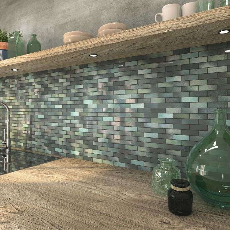 colocação de azulejos de parede geométrica design incomum design de parede formas padrão revestimento de parede pedra natural impressionante bar de cozinha