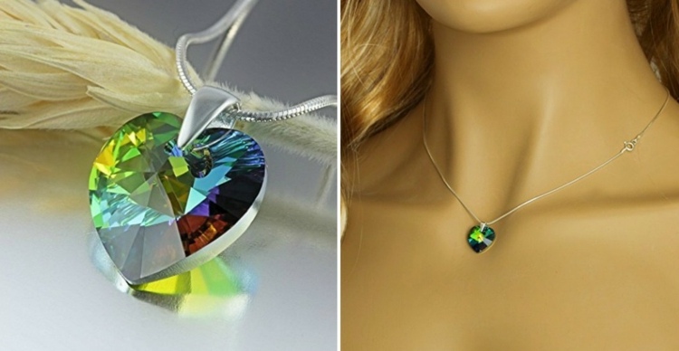 presentes para a mamãe pingente swarovski de cristal com coração de corrente de natal