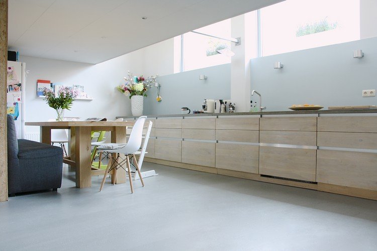 Betonilha-piso-cozinha-resistente-sem costura-designer mesa