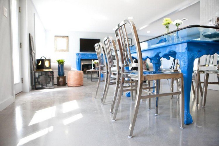 Mesa-piso-nobre-óptica-designer-mesa-mesa-sala de jantar-mesa azul