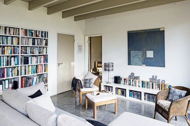 Pisos de betonilha-elegante-sala de estar-polido-betonilha-cinza