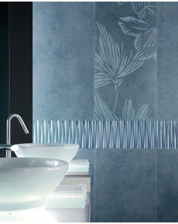 azulejos modernos de banheiro novabell gloss azul padrão floral