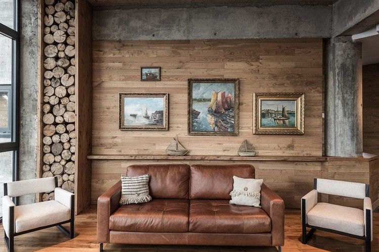 concreto-madeira-hotel-interior-design-sofá de couro