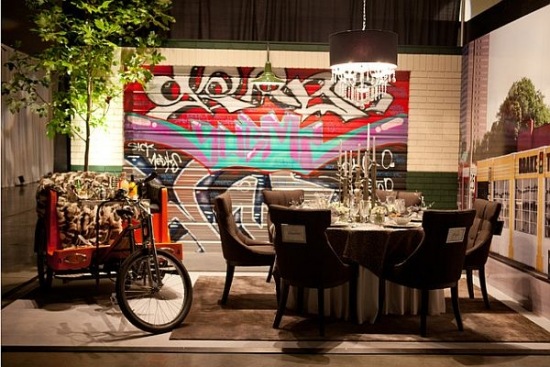grafite decoração de parede arte da rua decoração de parede de sala de jantar