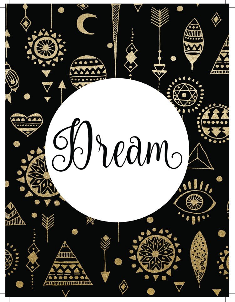 filofax-inserts-A5-print-divider-dream catcher-black-gold