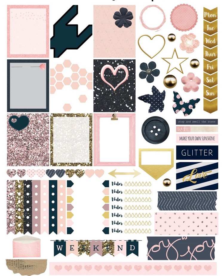 filofax-decorate-sticky notes-bookmarks-rose-gold-black
