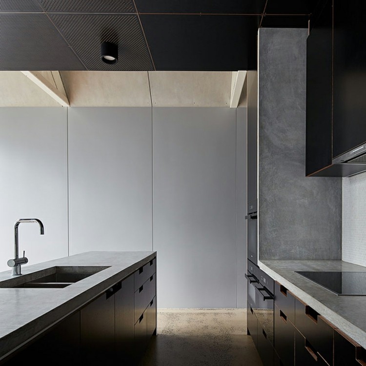 cozinha em preto e branco-moderno-cinza-bancada-concreto-visual