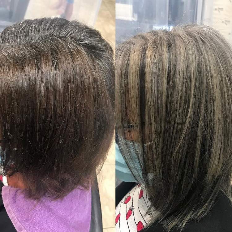 cabelo castanho colorindo fios loiros
