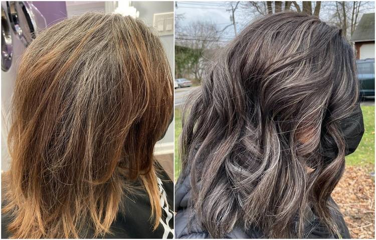 os penteados escondem os cabelos grisalhos com mechas