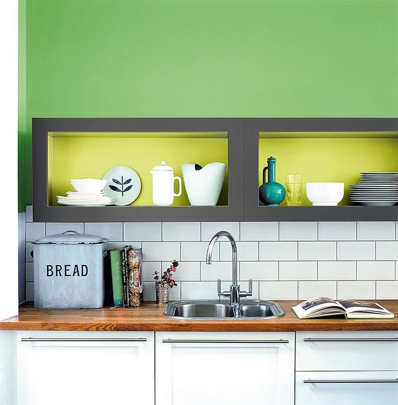 green-wall-paint-kitchen-wood-countertop-ideas