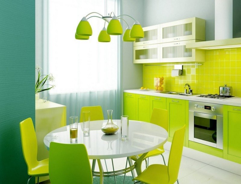 green-wall-paint-modern-small-kitchen-ideas