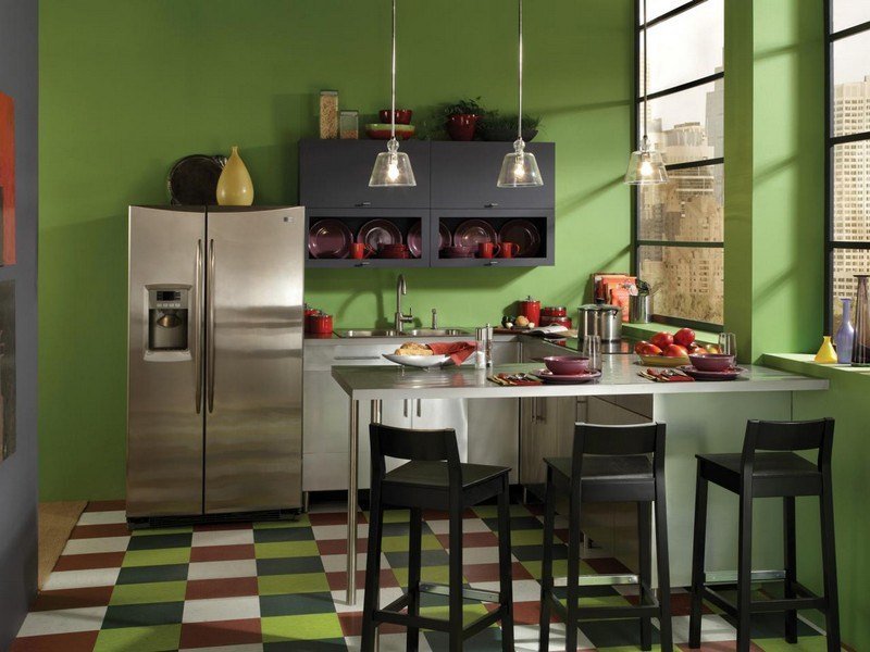 verde-parede-pintura-moderna-estilo-industrial-metal-branco-cozinha