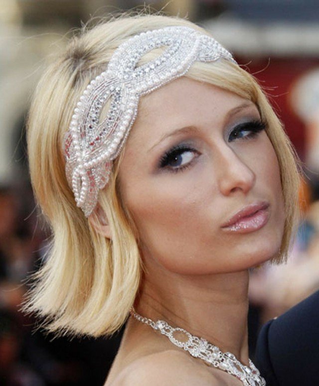 paris hilton banda larga de pérolas pedras brancas