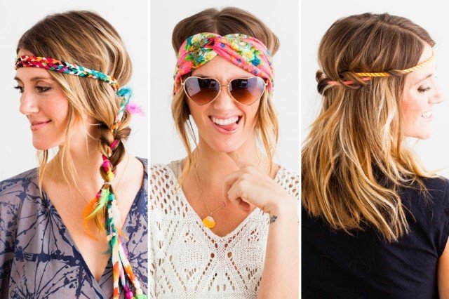 cabelo hippie com tranças coloridas com acento casual de moda