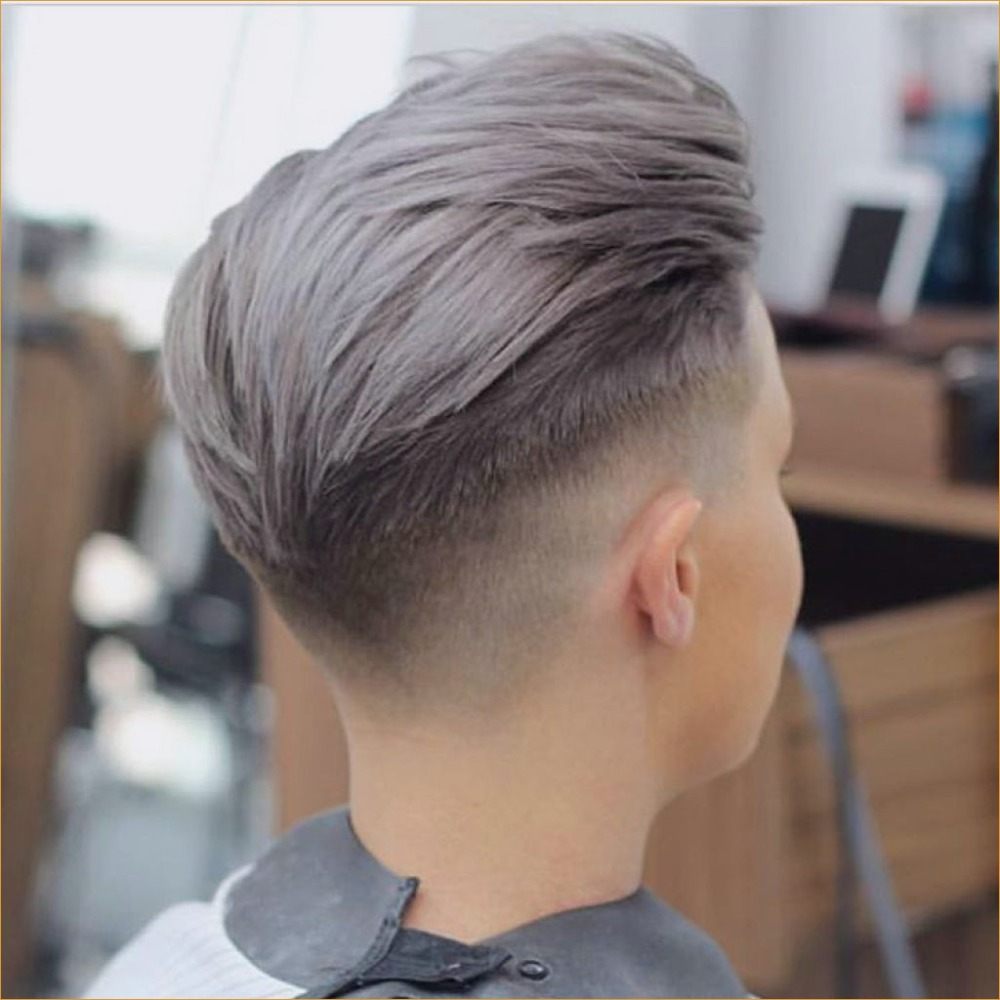 corte desbotado penteado rebaixo para meninos tendência de cabelos grisalhos
