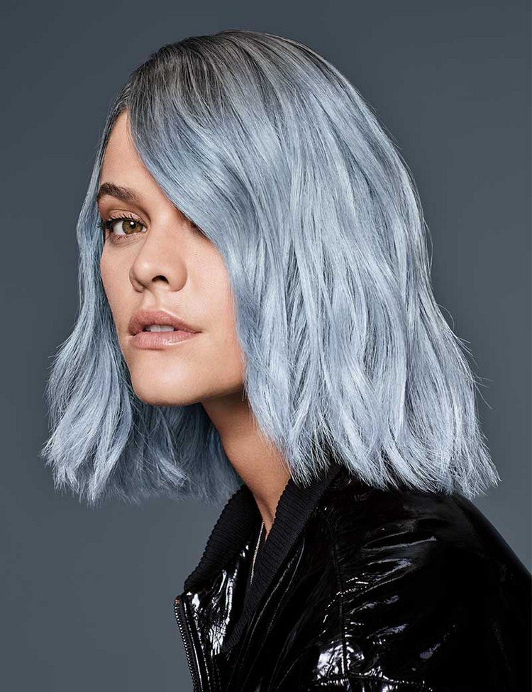 Cabelo azul tendência de cor do cabelo outono 2021