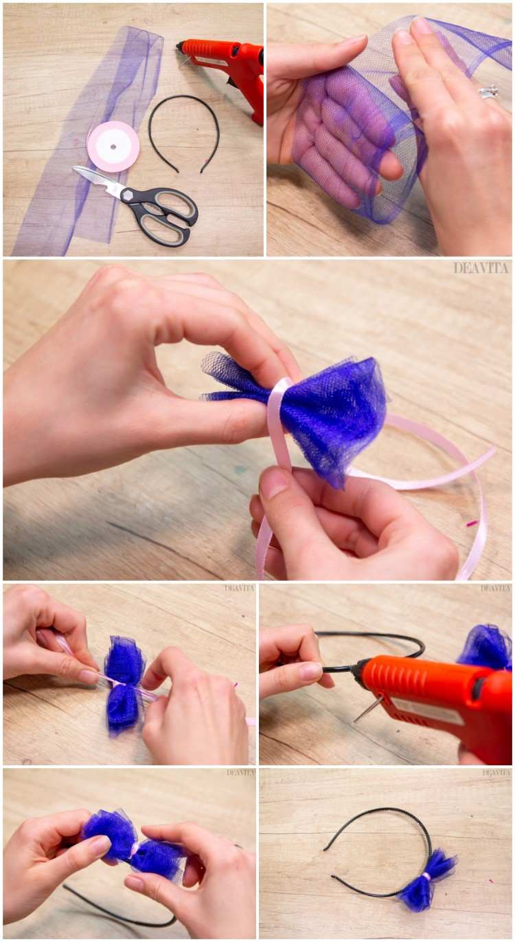 Como fazer acessórios para o cabelo por conta própria Instruções para um laço de tule simples