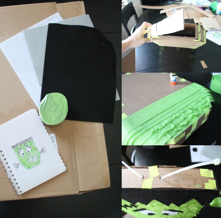 Como fazer a piñata Frankenstein de Halloween com uma caixa de embalagem