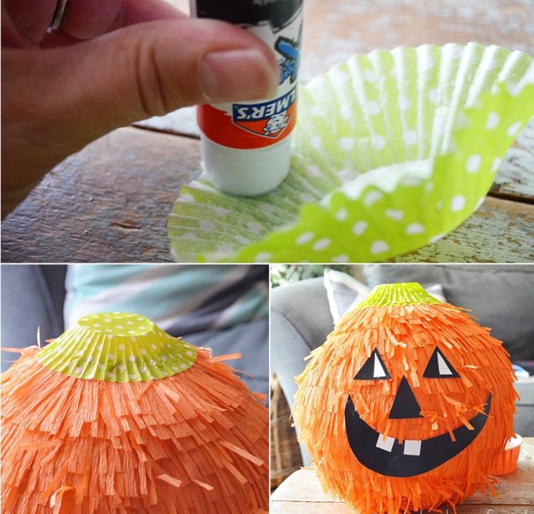 Faça piñata de abóbora com papel e balões