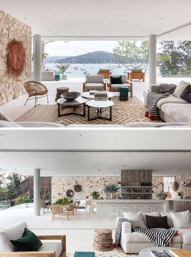 comprar casa perto da água refúgio lote de terreno perto do lago área de relaxamento área da costa perto da costa área de estar vista para o mar colunas brancas área de estar