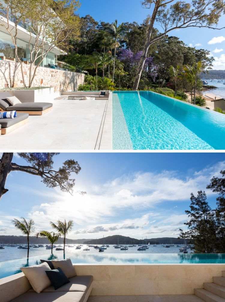 comprar casa perto da água refúgio lote de terreno perto do lago lugar de relaxamento zona costeira perto da costa sala de estar área da piscina piscina infinita