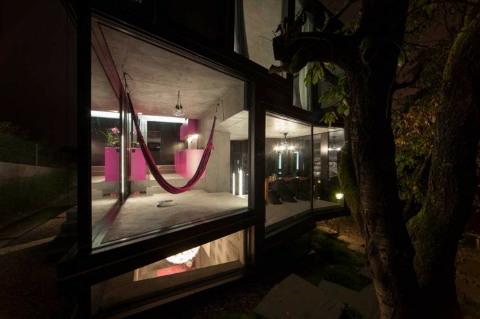 projeto da cozinha rosa swing piso de parede de concreto