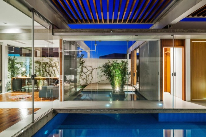 casa brasil pergola vista piscina sala de estar moderna