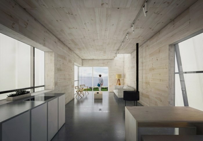 casa na água design de interiores cozinha moderna sala de estar jardim de inverno