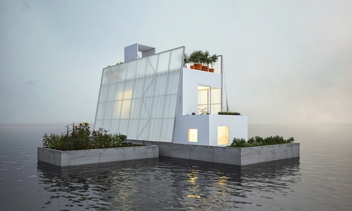 casa na água arquitetura carl turner jardim painéis