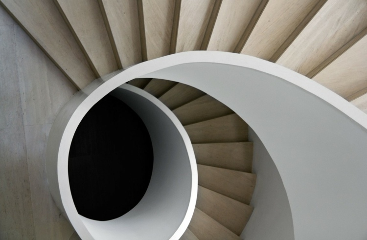 casa moderna escada em espiral pedra minimalista