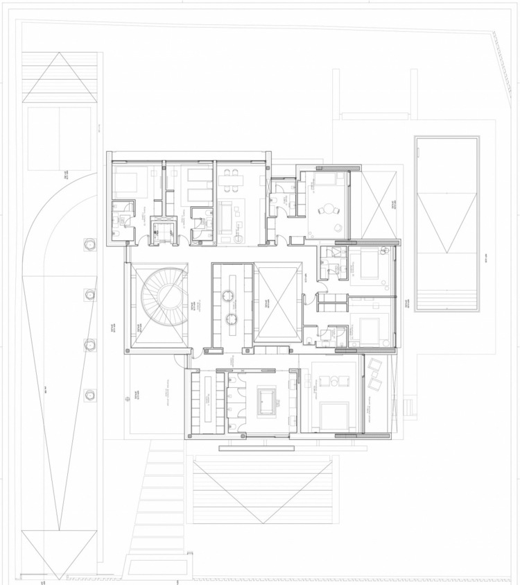 casa com escada em espiral moderna planta baixa quarto no terceiro andar