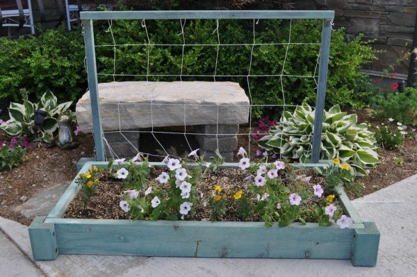 Grid-made-of-metal-mesh- small-flowers- square